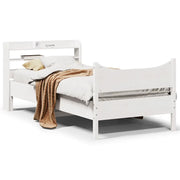 Giroletto con Testiera Bianco 75x190 cm Legno Massello di Pino 3307069
