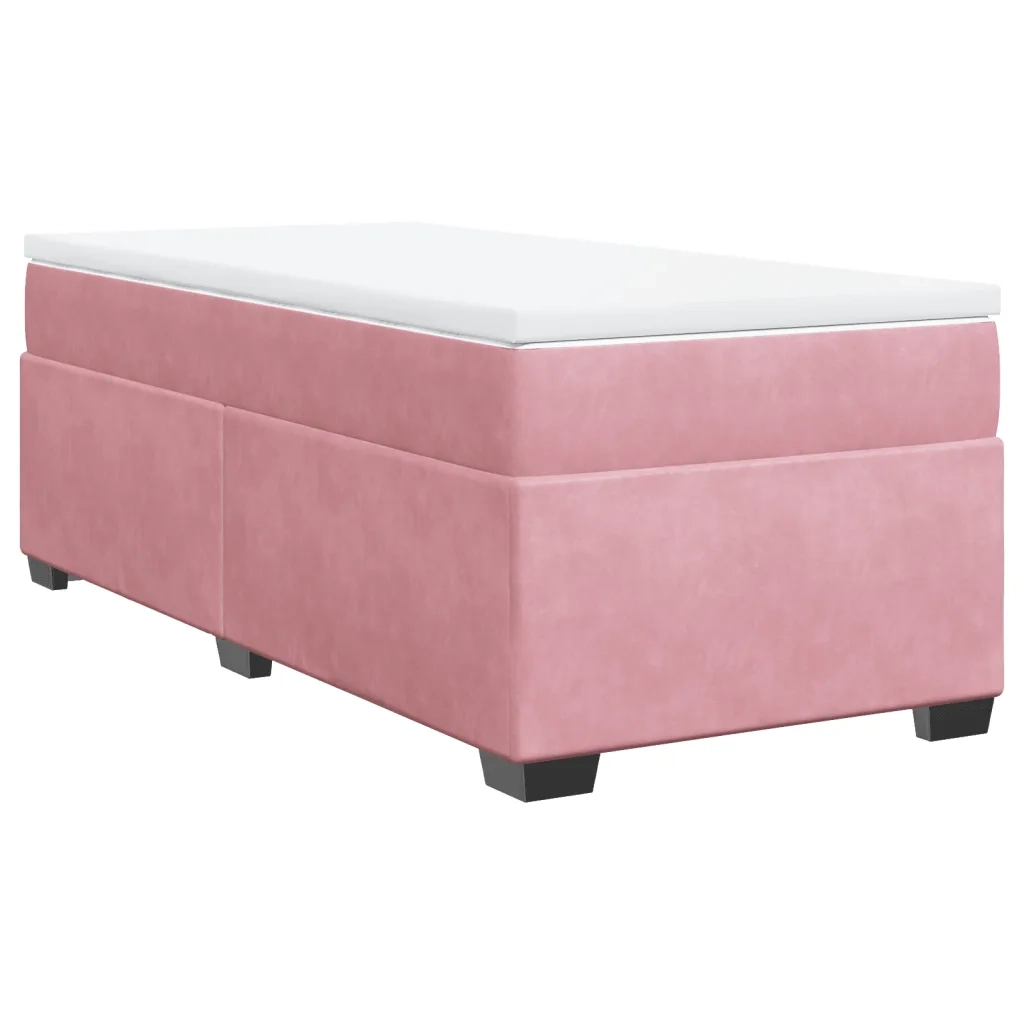 Giroletto a Molle con Materasso Rosa 90x190 cm in Velluto 3285256
