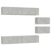 Set di mobili da 6 pezzi tra cui armadio credenza mobile TV televisore per soggiorno camera da letto salotto legno ingegnerizzato grigio 02_0025044