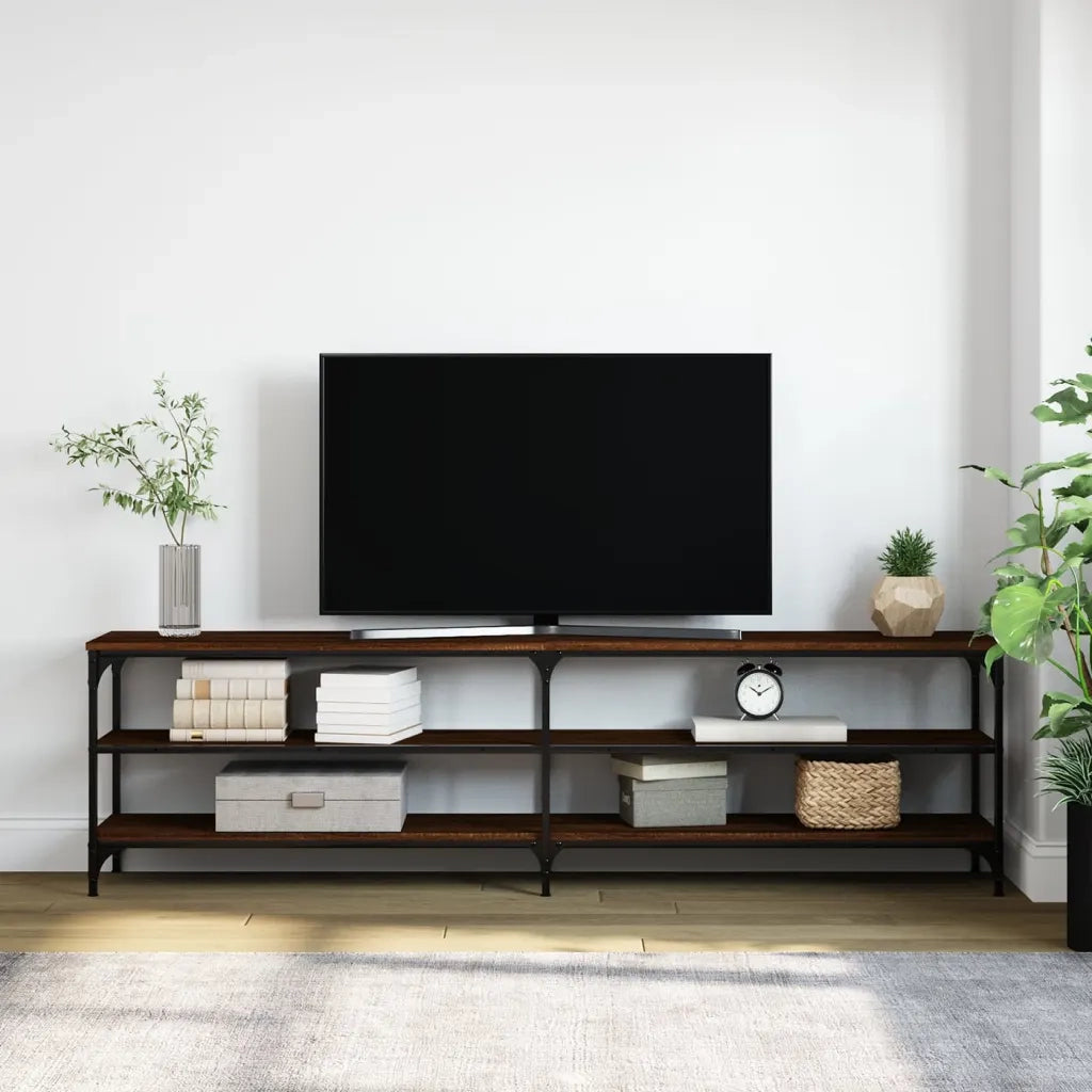 Mobile TV Rovere Marrone 180x30x50cm Legno Multistrato Metallo 826758