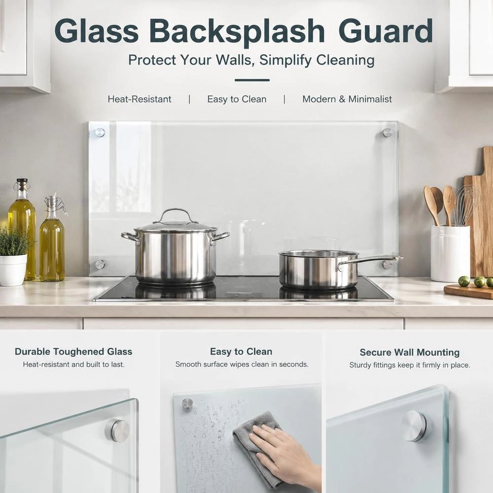 Kitchen Backsplash, Transparent, 90x40 Cm, Tempered Glass