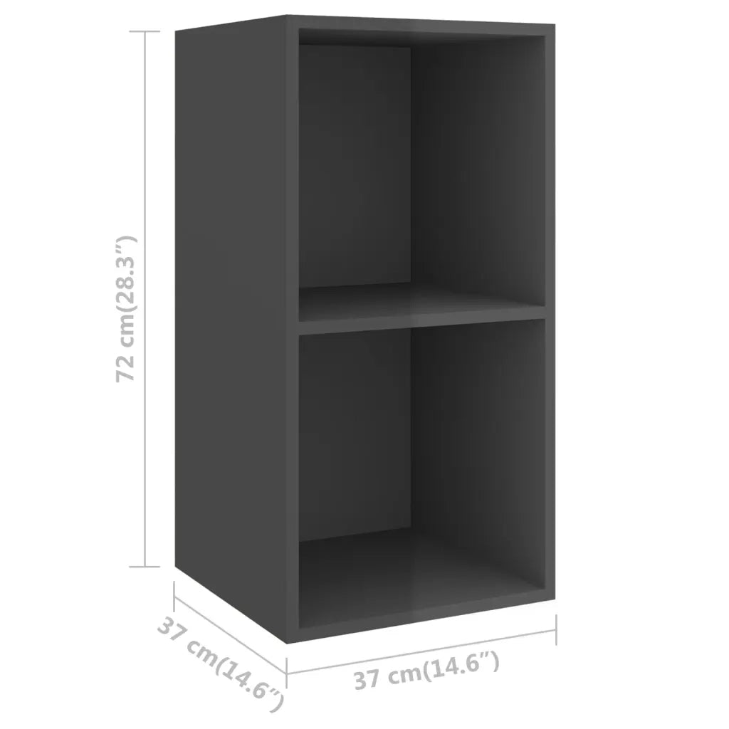 Mobile TV da Parete Grigio Lucido 37x37x72 cm Legno Multistrato 805479