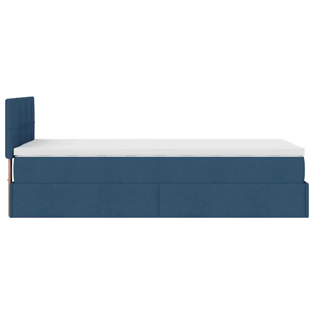 Pouf Letto con Materasso Blu 90x200 cm in Tessuto 3311434