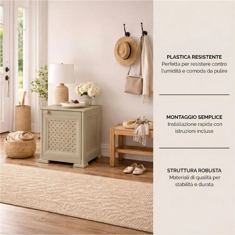 MOBILE 1 MODULO TALPA 40X43X46 CM CON ANTA TRAFORATA – CONTENITORE COMPATTO SALVASPAZIO PER ZONA LIVING E INGRESSO