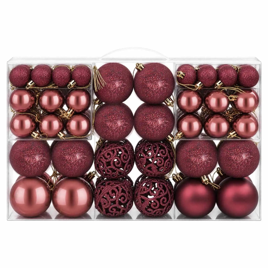 Palline di Natale 100 pz Rosso Vino 3 / 4 / 6 cm 356108