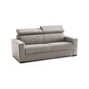 Divano Letto Annalara, Divano a 2 posti, Made in Italy, SofÒ  Soggiorno con apertura girevole, con poggiatesta regolabili e Braccioli standard, cm 180x95h85, Tortora