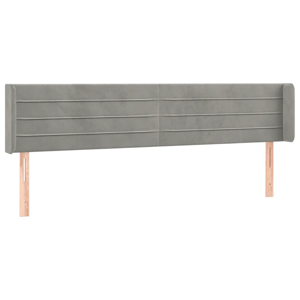 Testiera ad Orecchio Grigio Chiaro 203x16x78/88 cm in Velluto