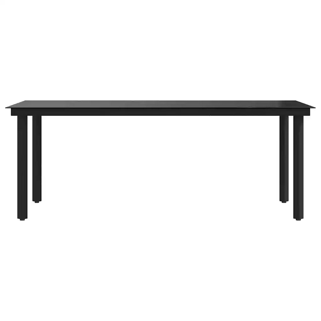 Tavolo da Pranzo da Giardino Nero 200x100x74 cm Acciaio e Vetro cod mxl 46865