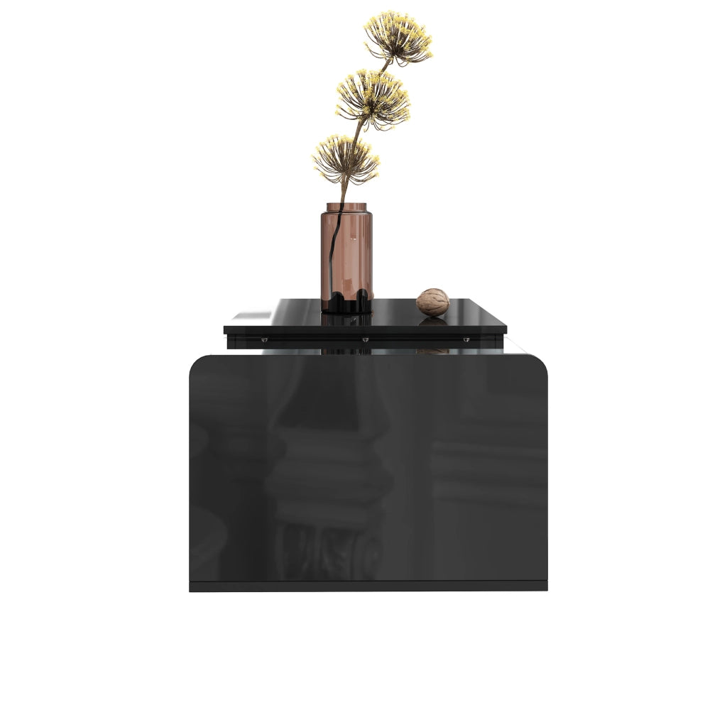 Tavolino da caffè 100x50x33 e 47.5 cm; piano sollevabile con luci LED; pannello truciolare nero