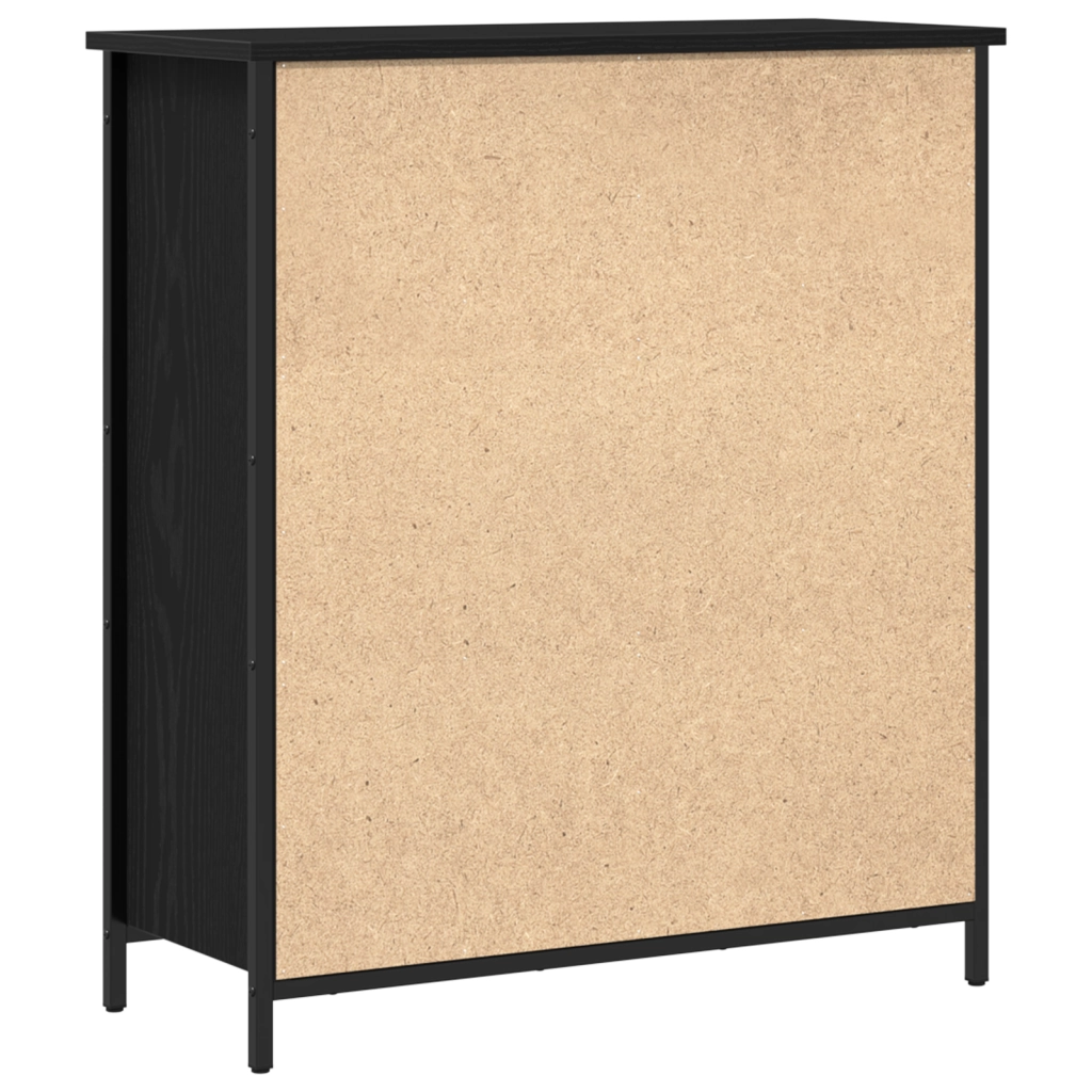Mobile Nero Rovere 70x30x80 cm Legno ingegnerizzato e Acciaio
