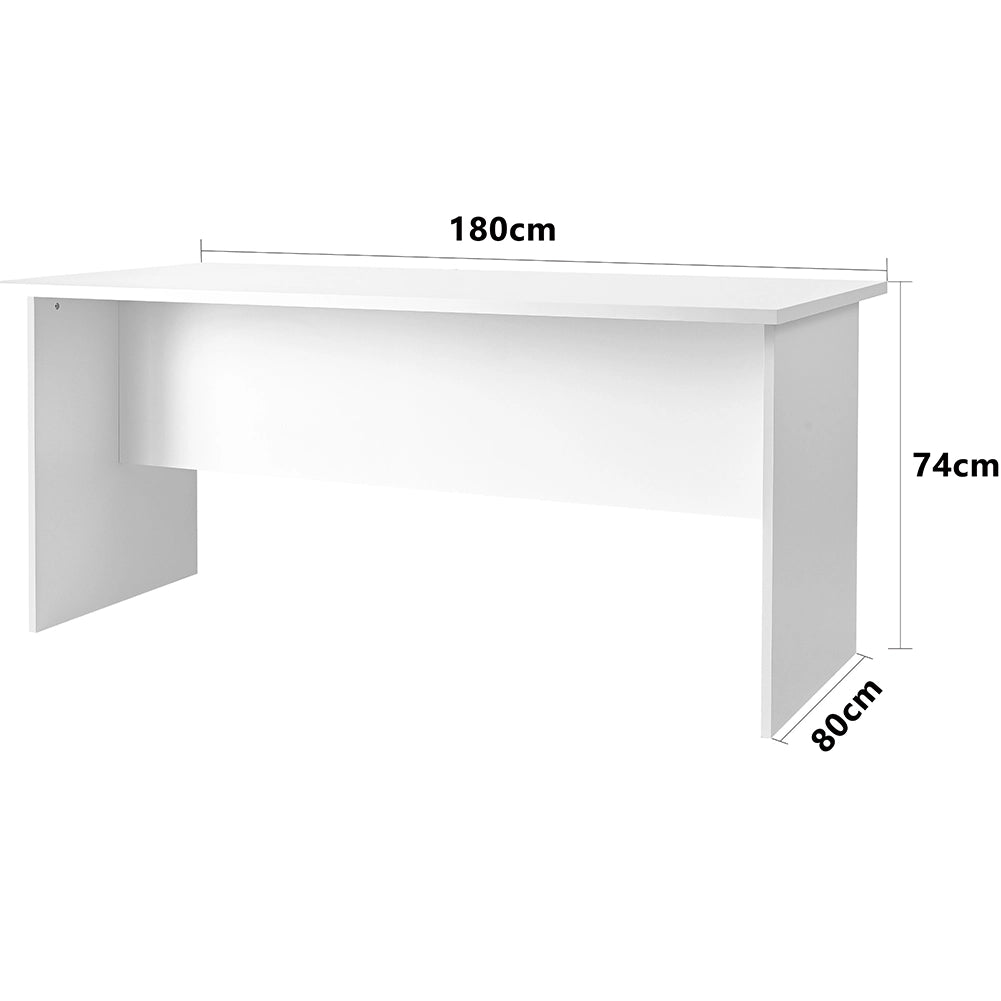 Scrivania per Computer da Ufficio Bianco Postazione Lavoro Studio PC 180x80x74cm
