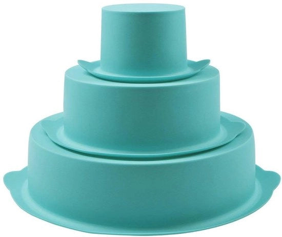 Impasto per torta in silicone a forma rotonda - Set di 3 formati - Caratteristiche antiaderenti - Sicuro per alimenti - Facile da pulire