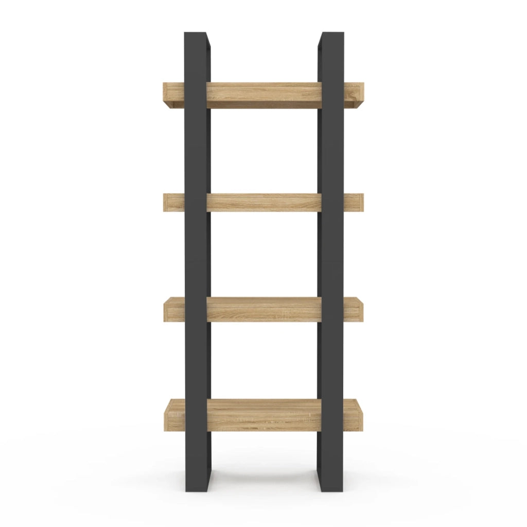 IDMarket - Scaffale a 4 livelli in legno e nero PHOENIX