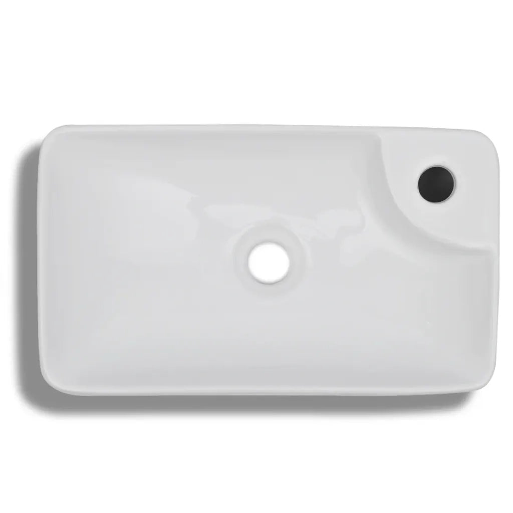 Lavandino-Lavello Bagno in Ceramica Bianca con Foro per Rubinetto