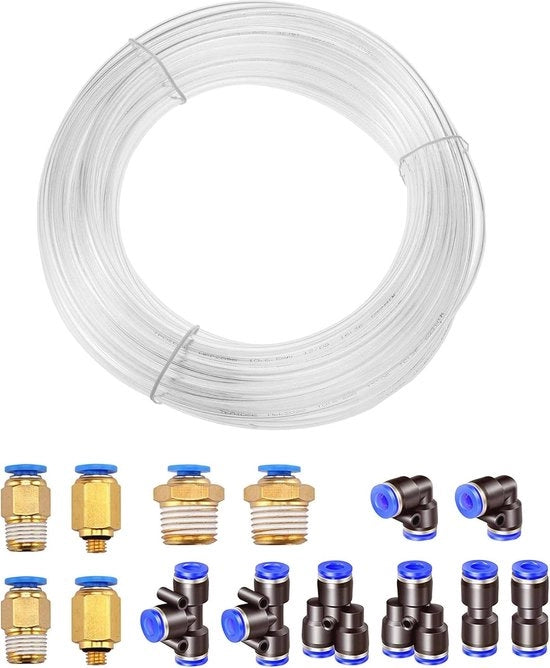 Slang Pneumatico Flexibile da 10 Metri con Fitting - Seringa di Vetro 4mm x 2,5mm