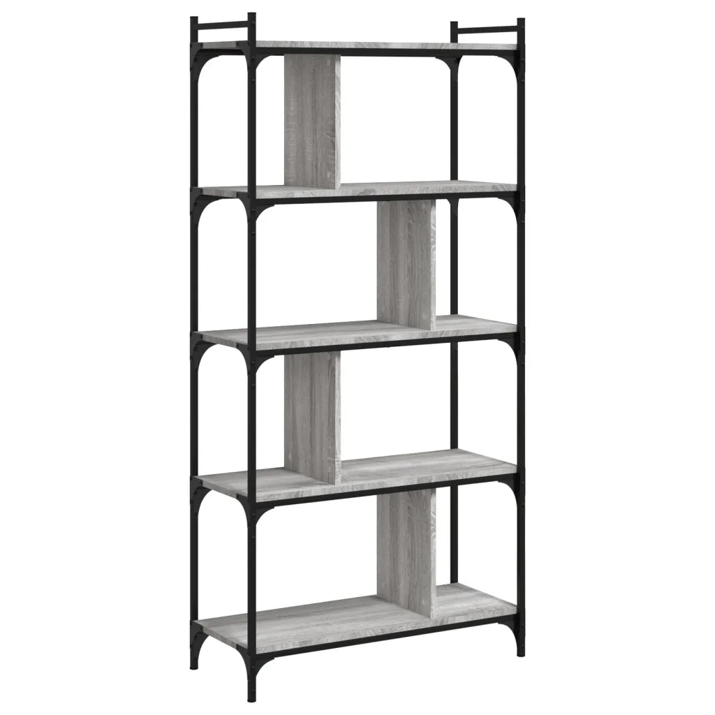 Libreria-Scaffale per Libri-Mobile di Stoccaggio Grigio Sonoma 5 Ripiani 76x32x158 cm Legno Multistrato