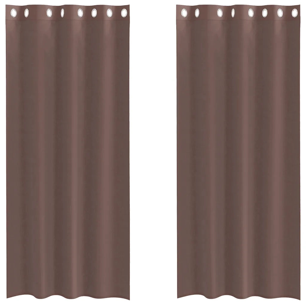 Tende in Voile con Occhielli 2 pz Marrone 140x245 cm 4102068