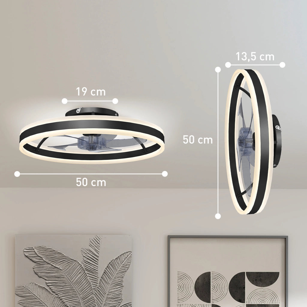 Ventilatore a Soffitto con Luce e Telecomando ¨C Zephmum ¨C Nero 50 cm