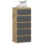 Cassettiera AKORD CL5 Cassettiera Quercia Artisan 40 cm 5 cassetti inserto frontale Grigia Grafite 40x35x92 cm