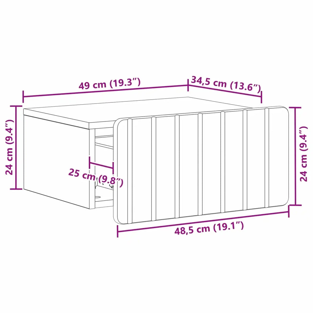 Mobiletto da notte a muro Legno antico 49 x 34,5 x 24 cm 898291