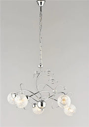 CRISTINA LAMPADARIO IN METALLO DESIGN MODERNO COLORE CROMATO E14 5 LUCI 46 WATT 57X57X49 CM