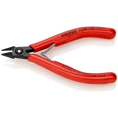KNIPEX 75 02 125 Tronchese per Elettronica con Cerniera Avvitata e Guaine in Plastica colore Nero