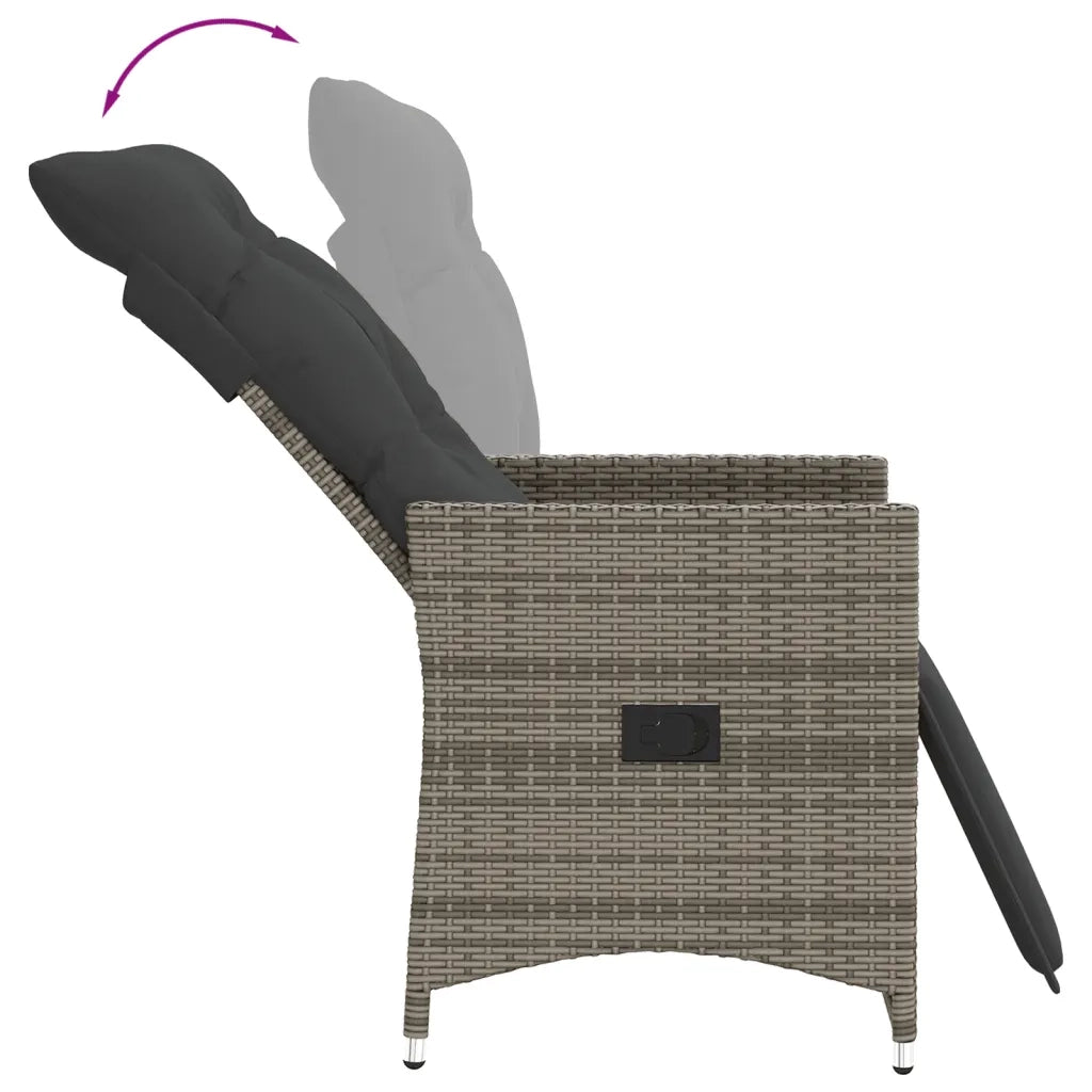 Set da BistrÃ² 3 pz con Cuscini Grigio in Polyrattan