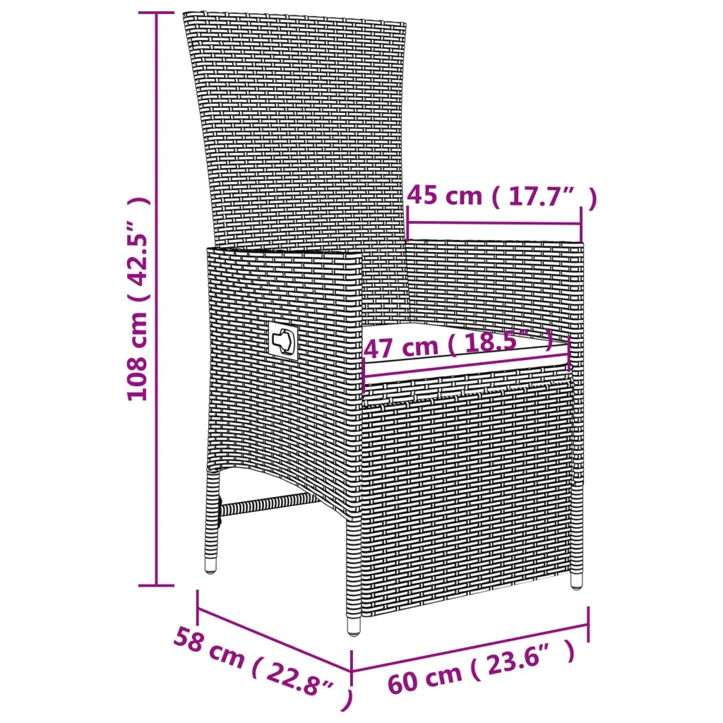 Set Mobili da Giardino 3 pz | Set Salotto da Giardino Beige Polyrattan e Acciaio