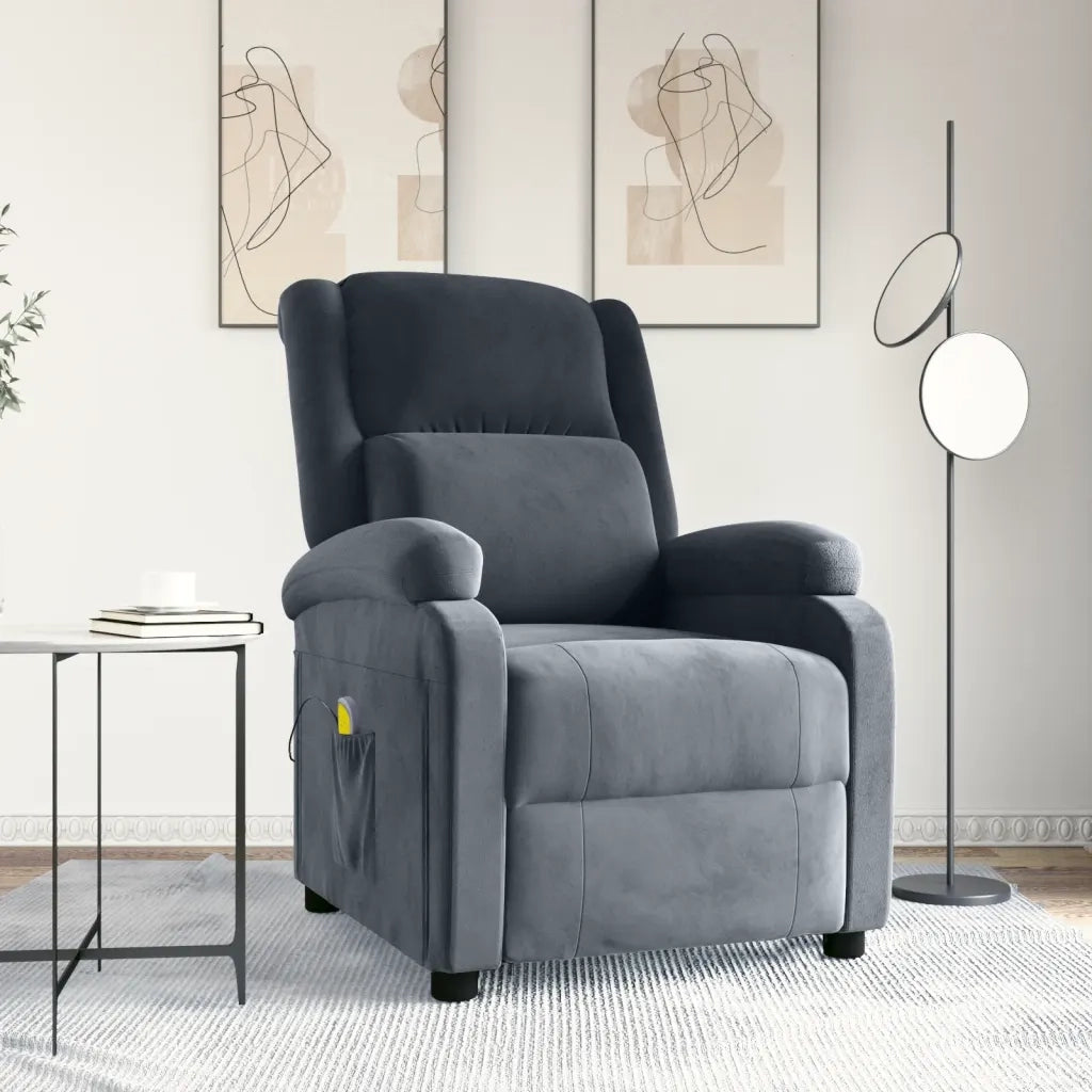 Poltrona Massaggiante Grigio Scuro in Velluto 342411