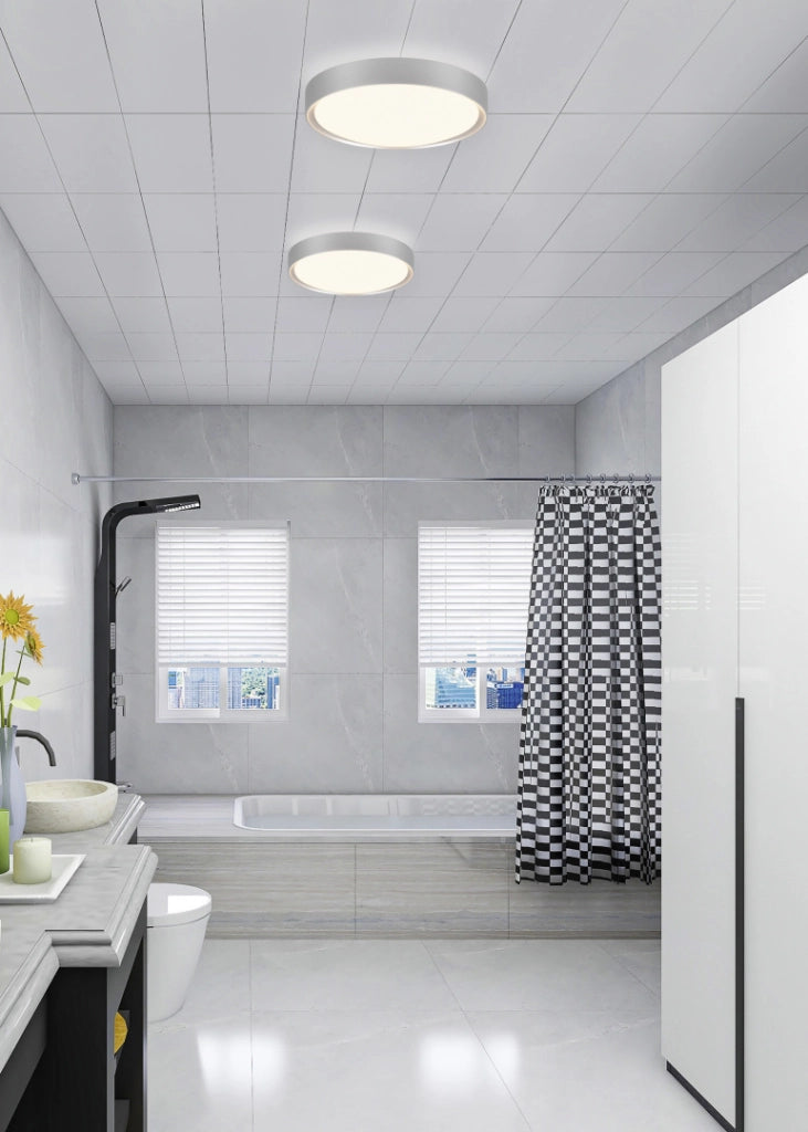 Plafoniera bagno LED Trio Clarimo argento 33cm IP44