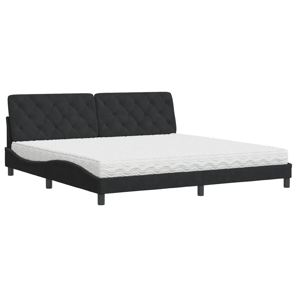 Letto con Materasso Nero 200x200 cm in Velluto 3208678