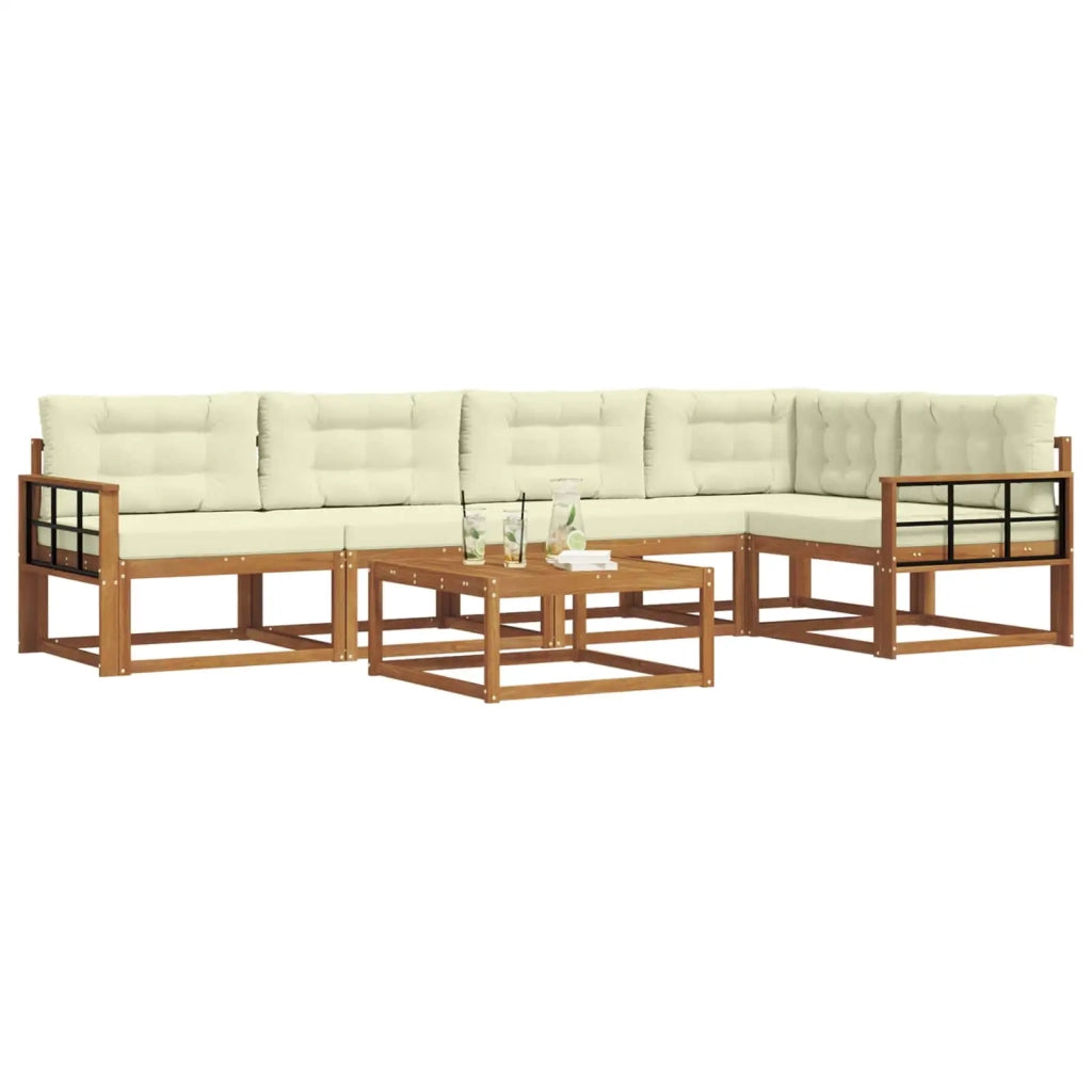 Set di divani da esterno con cuscino 6 pcs Naturale e Crema