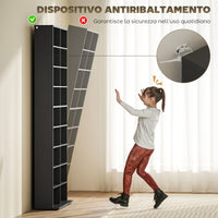 Libreria Porta CD e DVD 78,5x24x175 cm con 14 Ripiani Regolabili Nero