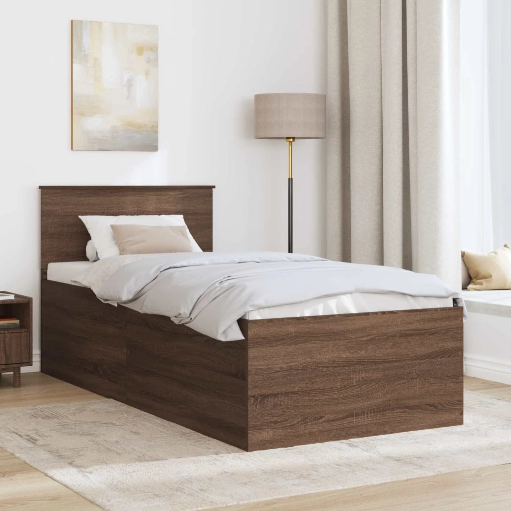 Struttura del letto con testiera Rovere Marrone 75 x 190 cm