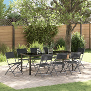 Set da Pranzo da Giardino 9 Pezzi Nero Textilene e Acciaio