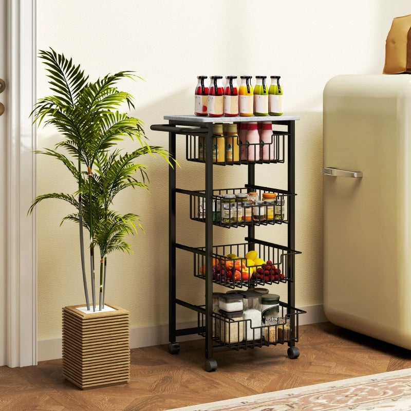 CARRELLO CUCINA 49,5x31x91 cm Grigio Chiaro con 4 Cestelli