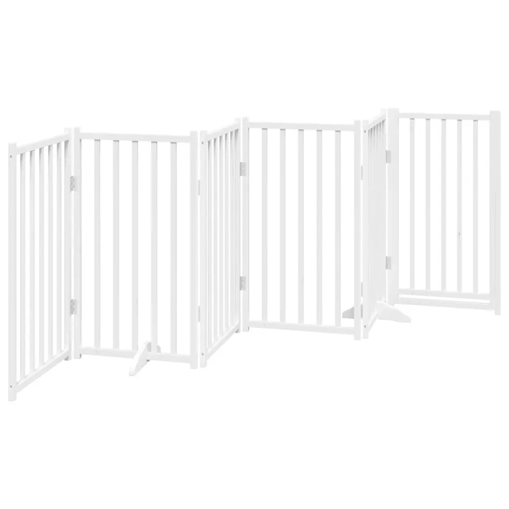 vidaXL Cancello Cani Pieghevole Bianco 6 Pannelli 300cm Massello Abete