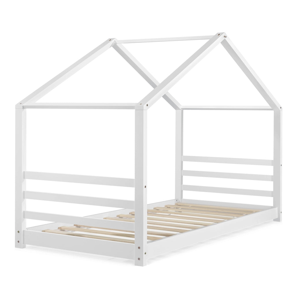 Letto a Casetta per Cameretta Vardø con Materasso 90x200 cm Bianco [en.casa]