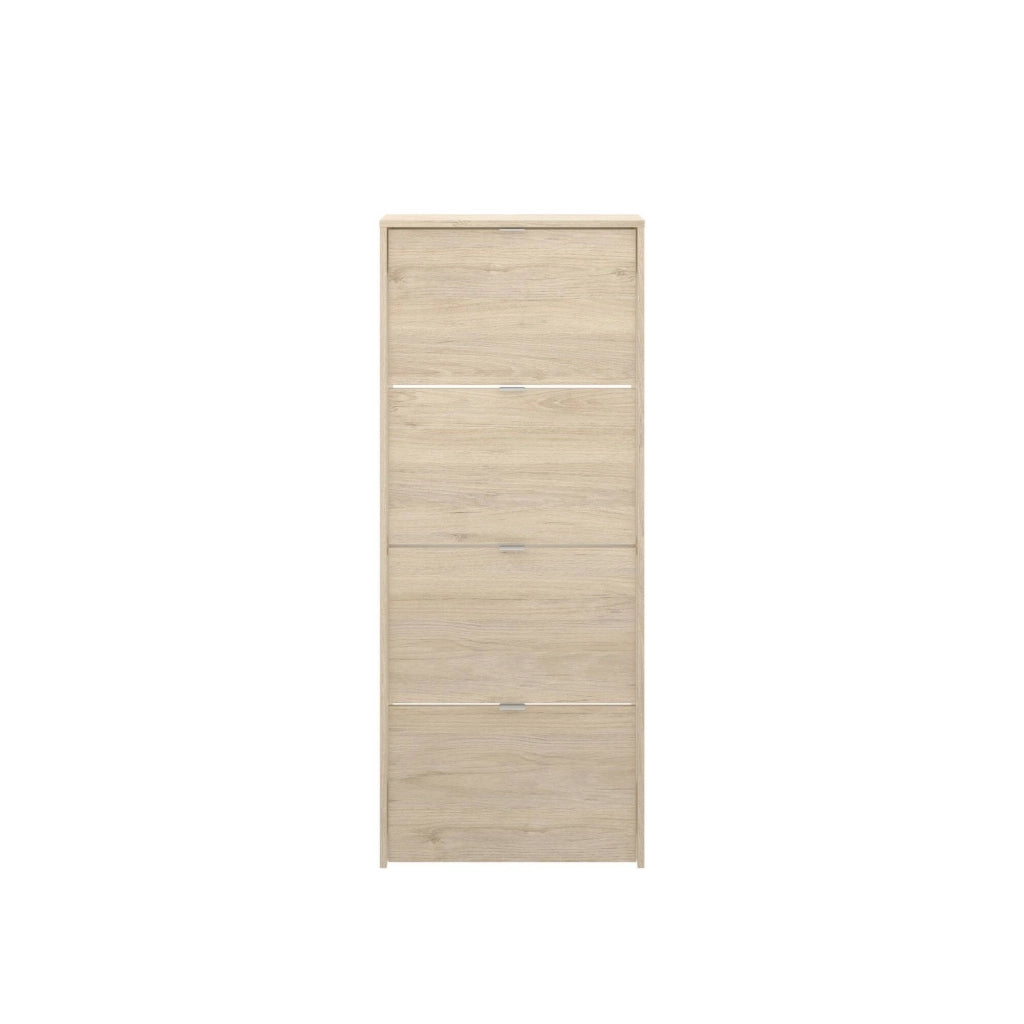 Scarpiera Arsa, Portascarpe salvaspazio da ingresso, Mobiletto porta scarpe a 4 ante a ribalta, 61x25h149 cm, Rovere