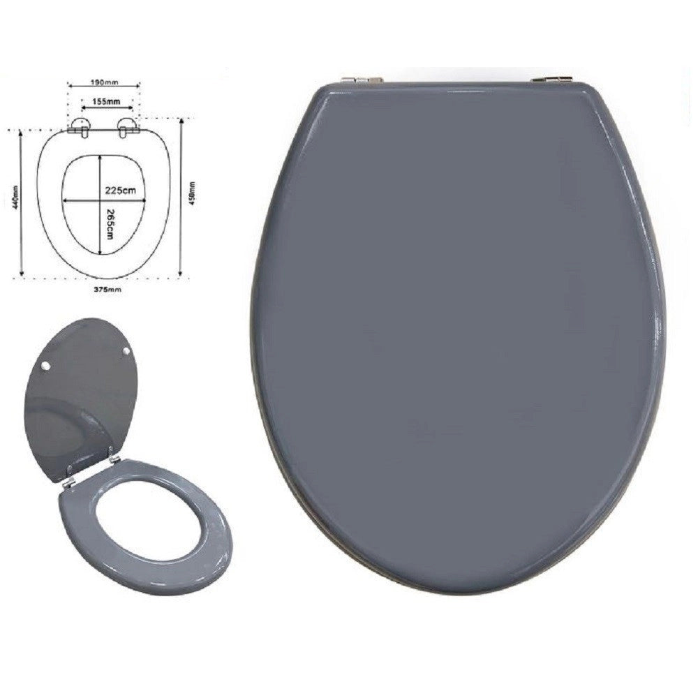 Trade Shop - Copriwater Universale Bagno Copri Wc In Legno Mdf Cerniere Acciaio Grigio 52985a -
