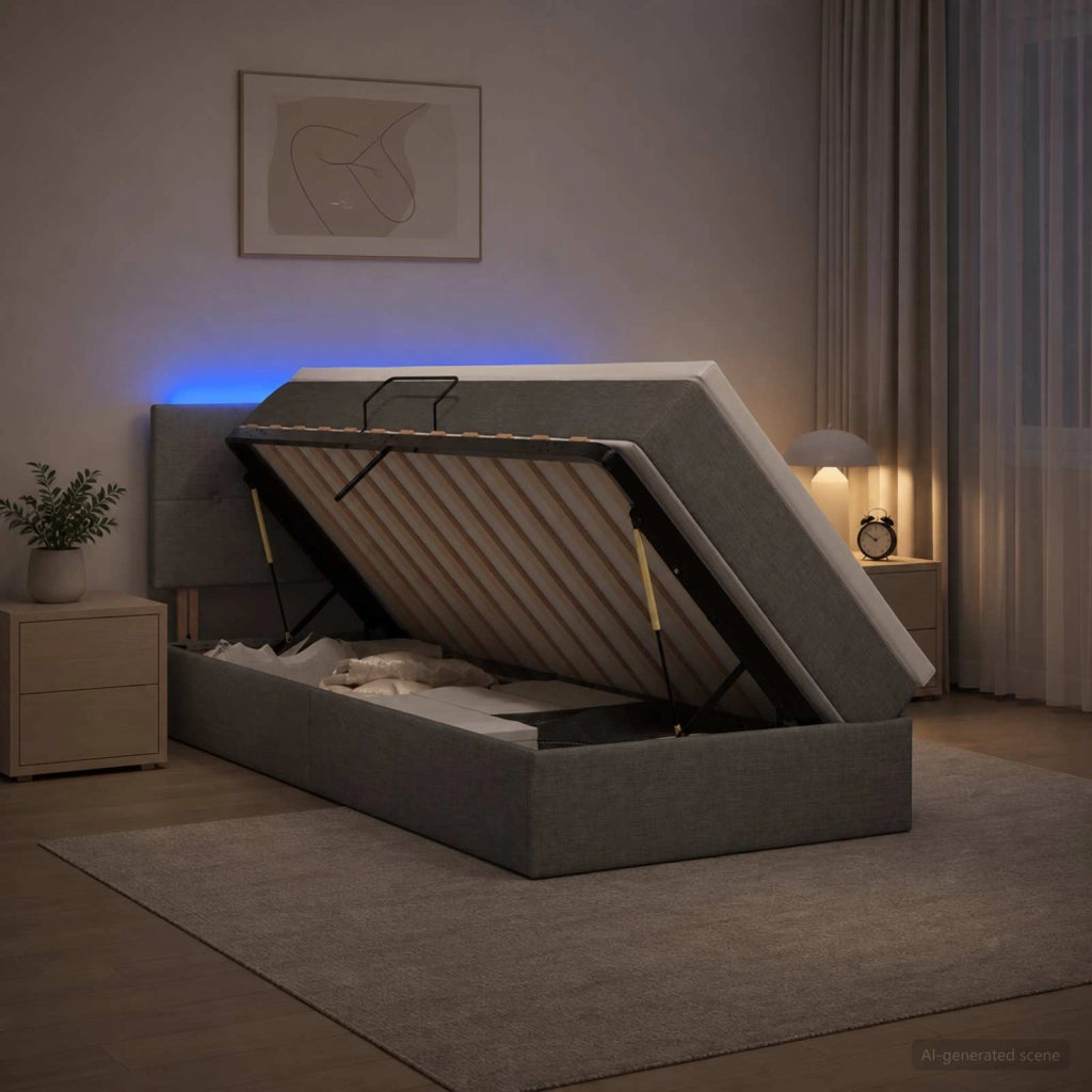 Letto con contenitore LED e materasso Grigio Scuro 100 x 200 cm 3459043