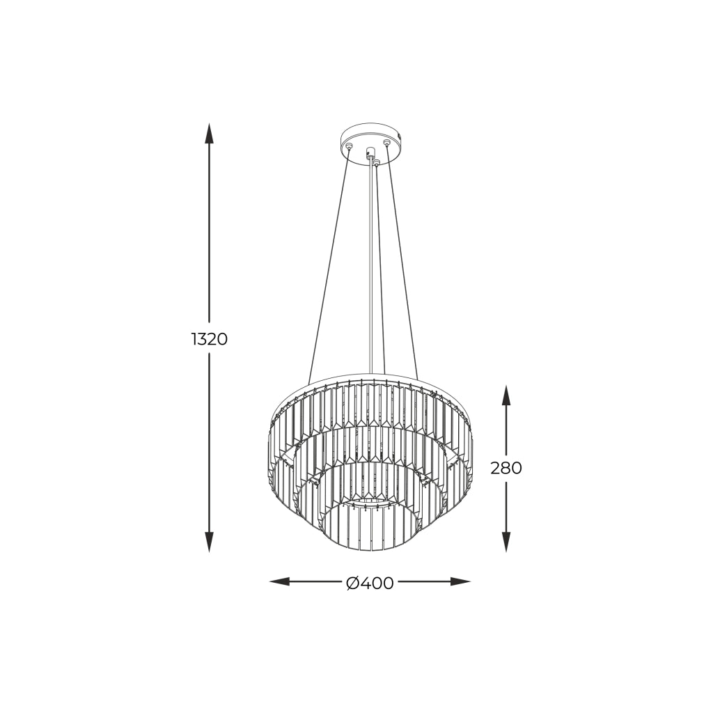 Lampadario Tiffany glamour cristallo oro Ø40 4xE14