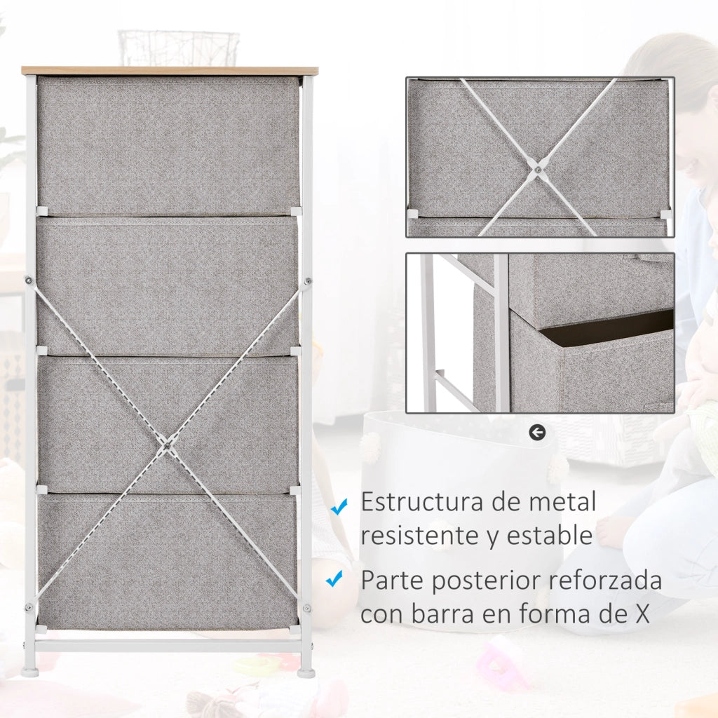 Cassettiera con 4 cassetti in tessuto ¨C zephmum ¨C 45x30x92 cm grigio
