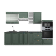 Cucina componibile Fame-Line Verde-oro rustico/Bianco 280 cm, PL Antracite Vicco