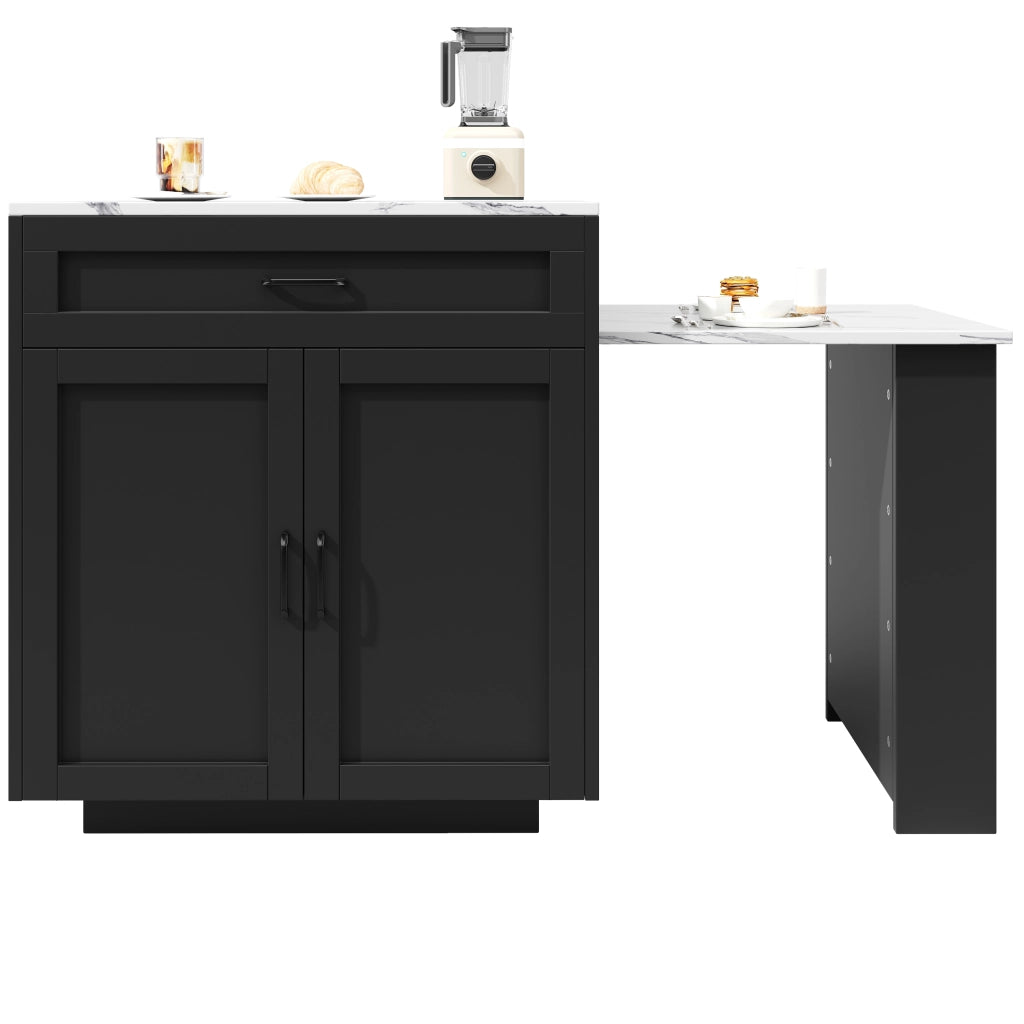 Tavolo Alto Allungabile con Cassetti e Ripiani ¨C MINIMAL ¨C Nero, 133-202x70x93,5cm