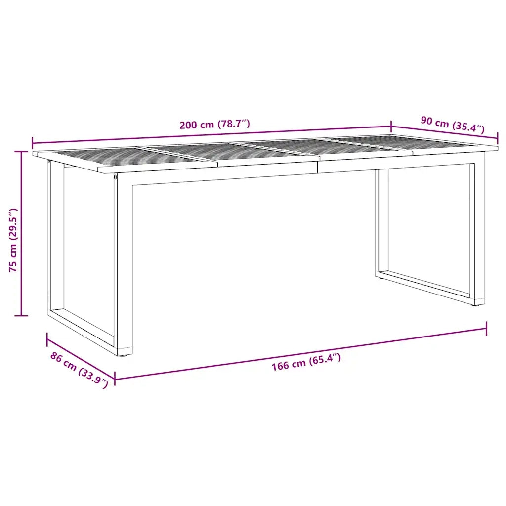 Tavolo da Giardino | Tavolino da esterno Grigio 200 x 90 x 75 cm