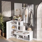 Mobile ingresso con specchio; scarpiera; ganci e 2 cassetti; 120x35x175;5 cm; bianco