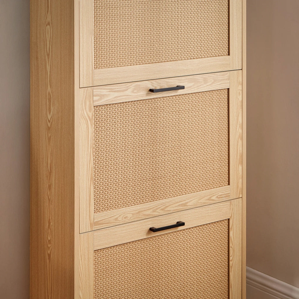 Scarpiera Da Ingresso Con 3 Ante E 6 Ripiani Naturale 60x23.8x127cm FSR155-N