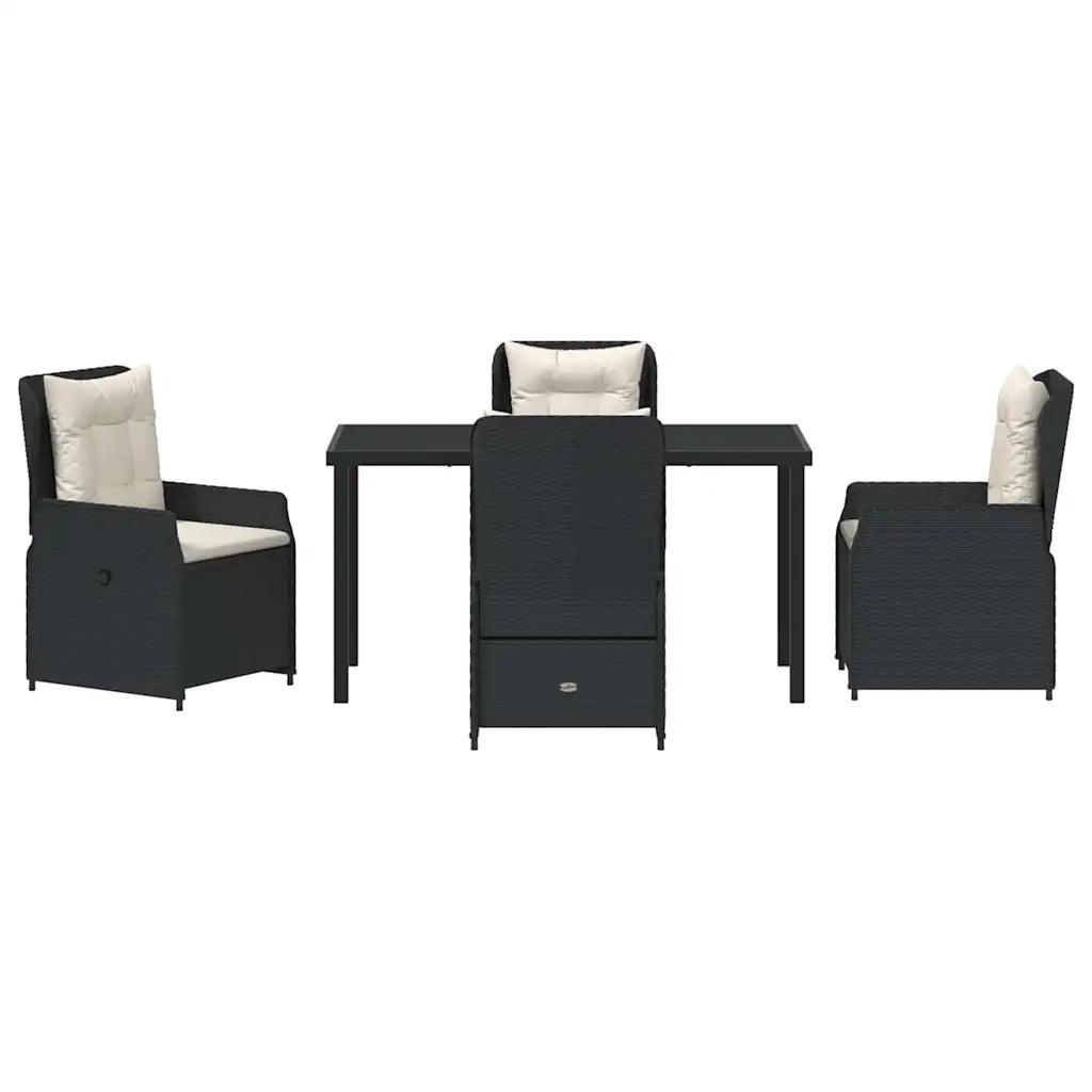 Set da Pranzo per Giardino 5 pcs Nero polyrattan 3380941
