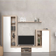 Parete attrezzata rovere sonoma e bianco Nobel 263,1x40x202h